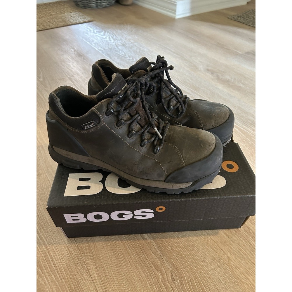 Bogs Foundation Brown Leather Low Comp Steel Toe Lace Up Boots Shoes Men's 8.5